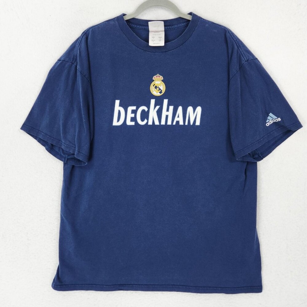 Vintage Real Madrid Shirt Mens Large Blue Soccer Beckham 23 Adidas 2000s
